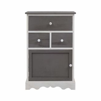 Mobili Rebecca Mueble de almacenaje con 3 cajones y 1 puerta en madera gris y blanco