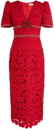 Rebecca Vallance Kalina Floral Cut-out Midi Dress - Red - 12 (UK12 / M)