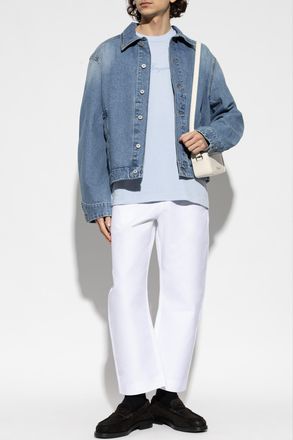 Jacquemus T-shirt With Embroidered Logo, Mens, Light Blue