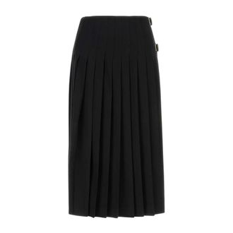 Burberry Lucette Midi-rok - Dames - Rokken - Zwart - Maat: 2XS Wol