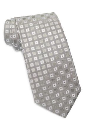 BOSS Geometric Silk Tie in Open Grey at Nordstrom