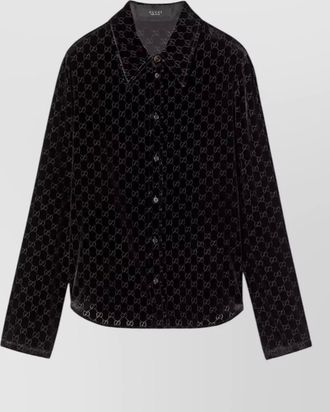 Gucci velvet logo-print shirt