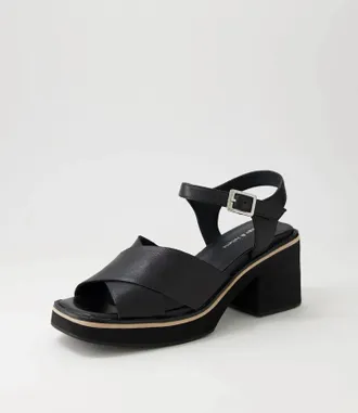 Django & Juliette Womens Jemi Sandals In Black Leather