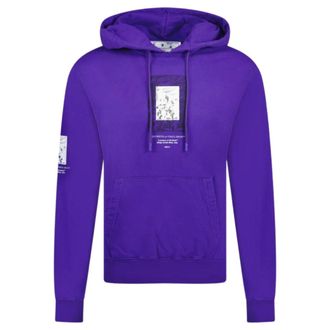 Off-white Mens Paint Mirror Logo Slim Fit Purple Hoodie - Size Medium
