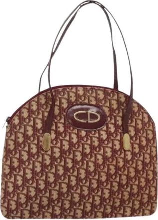Dior Pre-owned Handbags, female, Red, Size: ONE SIZE Pre-owned Vintage Trotter Canvas Shoulder Bag