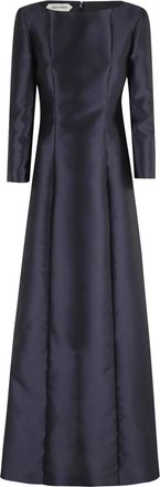 Alberta Ferretti Kleedjes, Dames, Blauw, S, Beige Lange Mouw Cirkel Hals Jurk