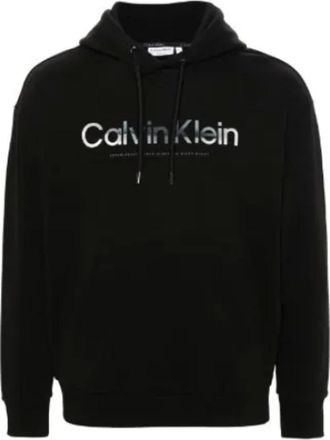 Calvin Klein Hoodies, male, Black, Size: XL Diffused Logo Hoodie
