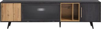 Urban Meuble Mueble TV 3 gris y cristal ondulado con 3 puertas batientes nicho