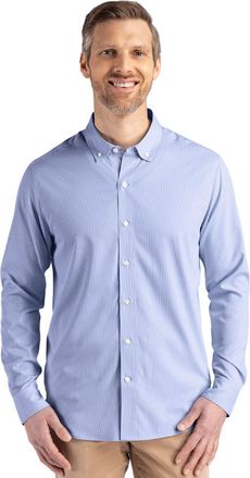 Cutter & Buck Skyline Epic Confidence Recycled Pinstripe Mens Big & Tall Long Sleeve Dress Shirt