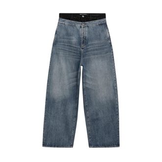 The Attico Layered Effect Jeans - female - The Attico - Loose Fit Jeans - Blue - W28 - Jeans