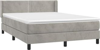 vidaXL Cama Box Spring Con Colch&oacute;n Terciopelo Gris Claro 140x200 Cm Vidaxl