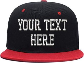 Generic Custom Embroidered Snapback Baseball Cap, Personalized Flat Bill Visor Classic Snapback Hat, Popular Adjustable Hip Hop Cap for Men Women, Trendy Colo