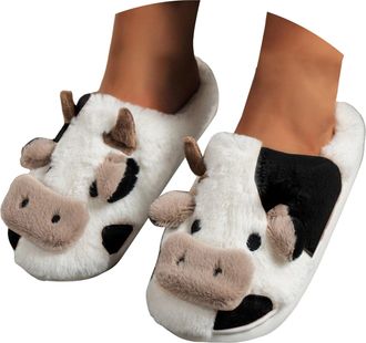 Generic Cute Slippers for Women Novelty Cute Animal House Slippers for Women Fuzzy Plush Winter Warm Cotton Shoes for Indoor&Outdoor