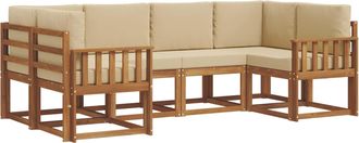 vidaXL Conjunto De Sof&aacute;s De Exterior 6 Uds. Natural Y Beige Vidaxl