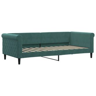 vidaXL Letto Da Giorno Verde Scuro 90x200 Cm In Velluto - Vidaxl