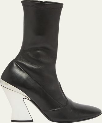 Givenchy Leather Metallic Sculpted-Heel Ankle Booties
