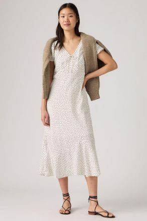 Levi's Lira Short-Sleeve Midi Dress - Donna - XS - Cream / Tovi Dot Egret Nylon
