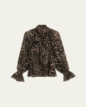 Kobi Halperin Davi Raglan Leopard-Print Blouse