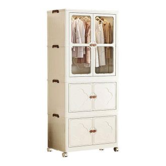 OEM Armario De Ropa - Sevencomfort - Sevencomfort - 2 Armarios + 1 Perchero - 10 Perchas - Beige 75&times;45&times;167cm