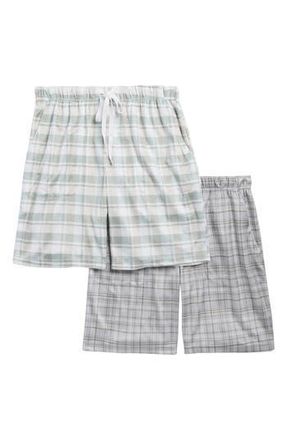 Geoffrey Beene 2-Pack Assorted Plaid Pajama Shorts in Green Multi at Nordstrom Rack, Size X-Large