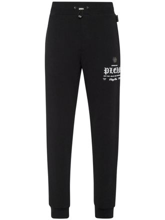 Philipp Plein logo-print track pants - men - Cotton - M - Black