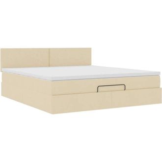vidaXL Estructura De Cama Otomana Con Colch&oacute;n Tela Crema 160x200cm Vidaxl