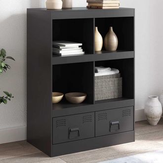 vidaXL Aparador De Acero Negro 67x39x95 Cm Vidaxl