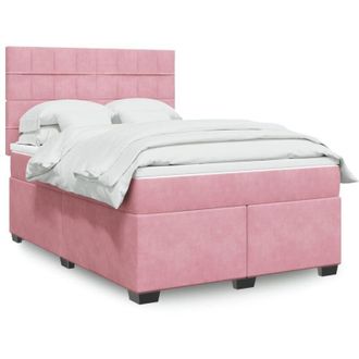 vidaXL Vidaxl - Cama Box Spring Con Colch&oacute;n Terciopelo Rosa 140x200 Cm