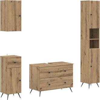 vidaXL Juego De Armarios De Ba&ntilde;o De 4 Piezas Breda Roble Artisan Vidaxl