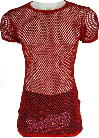 Generic Mens Urban Designer Fishnet String Mesh Summer Cotton Muscle T-Shirt, Black, Red, Blue, Yellow (UK, Alpha, XL, Regular, Regular, Red)