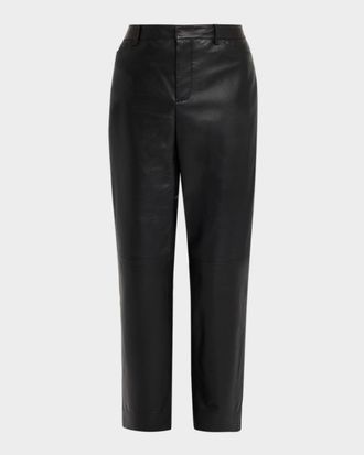 Vince Mid-Rise Straight Leather Pants