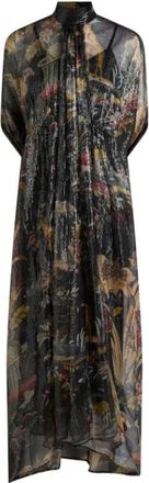Etro Kleedjes, Dames, Veelkleurig, S, Lange jurk met ge&iuml;ntegreerde cape