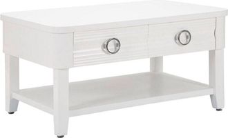 Dmora Dmora - Mesa De Caf&eacute; Taylor, Mesa De Centro Baja, Revistero Para Sof&aacute;, Estante De La Sala De Estar, 90x60 H47 Cm, Blanco