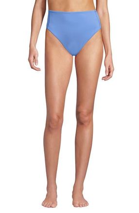 Lands End Plus Size Tugless QuickDry High Waisted High Leg Bikini Bottoms in Lake Blue at Nordstrom, Size 10