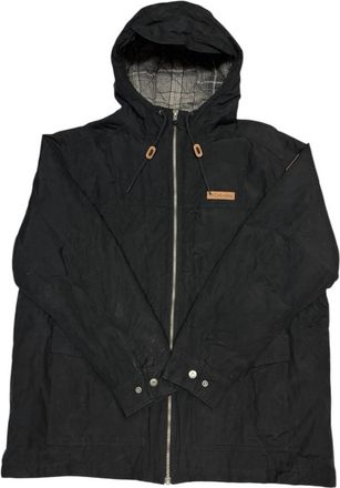 Columbia Mens Hooded Jacket With A Plaid Inner Lining In Black