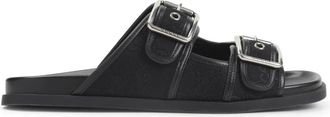Gucci Sliders, male, Black, Size: 10 1/2 US GG Slide Sandal With Buckles