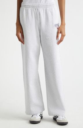 Sporty & Rich Nautical Embroidery Wide Leg Sweat Pants in Heather Gray at Nordstrom, Size X-Small