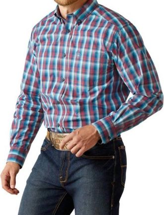 Ariat Pro Series Smith Plaid Button Down Shirt In Navy