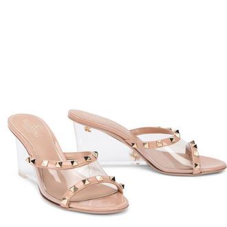 Valentino Garavani Womens Beige Leather Mules