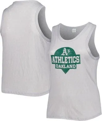 Soft As A Grape Womens Soft as a Grape Gray Oakland Athletics Plus Size High Neck Tri-Blend Tank Top at Nordstrom, Size 1X
