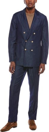 Brunello Cucinelli 2Pc Wool & Linen-Blend Suit With Pleated Pant