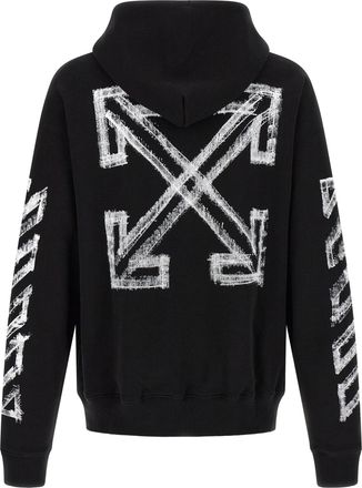 Off-white Graphic-Print Cotton Hoodie - Black