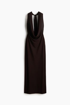 H&M Maxikleid mit Wasserfallausschnitt - Dunkelbraun