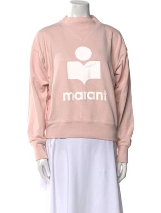 Isabel Marant Womens Moby Long Sleeve Sweatshirt In Ecru/pink