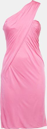 Versace Pink Jersey Draped Strapless Mini Dress