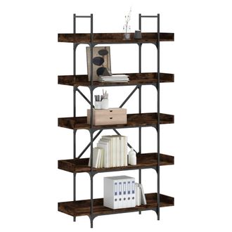 Berkfield Home Bookcase 5-Tier Smoked Oak 100x33x180.5 cm Engineered Wood in Brown