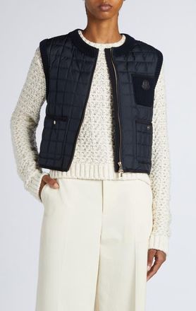 Moncler Box Quilted Down Vest in Navy Blue at Nordstrom, Size X-Small