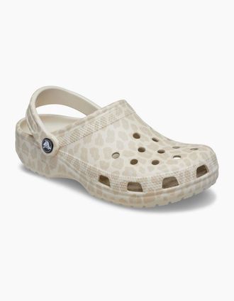Crocs Womens Crocs Classic Animal EVA Womens Almond Tint/Leopard Clogs - Multi - Size: UK 7 / eu 41/42 / us m8w10