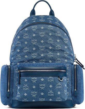 MCM Stark Backpack in Monogram Denim Jacquard in Blue at Nordstrom