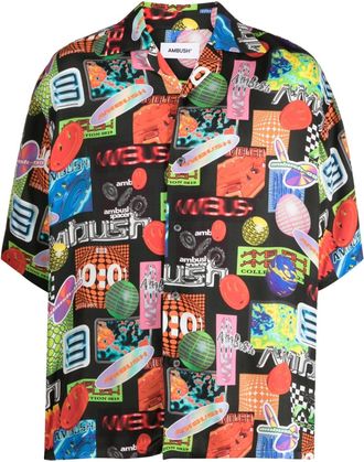 AMBUSH graphic-print short-sleeve shirt - men - Viscose - 50 - Black